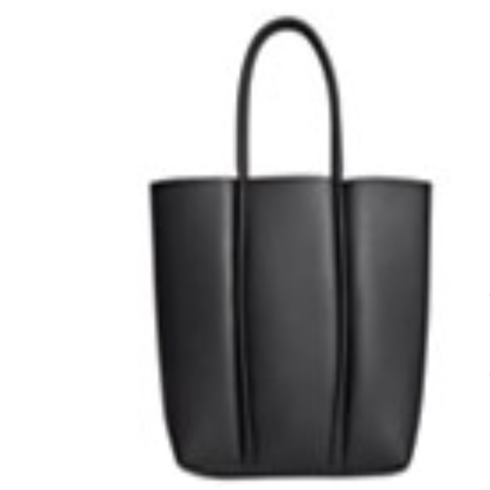 MACYS Black Vegan Faux Leather Tote NWOT 12”x3.5”x11” 8” strap drop